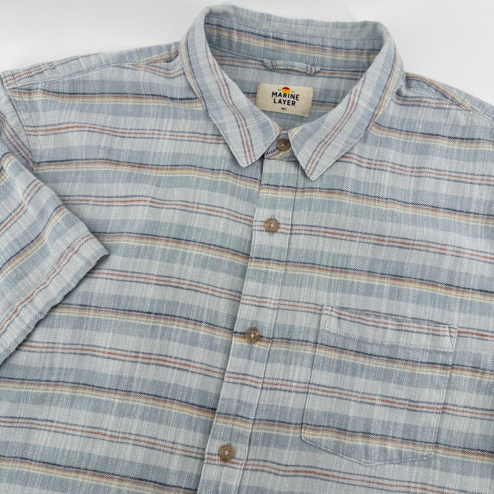 Marine Layer Men's‎ Short Sleeve Striped Button Up Shirt M/L